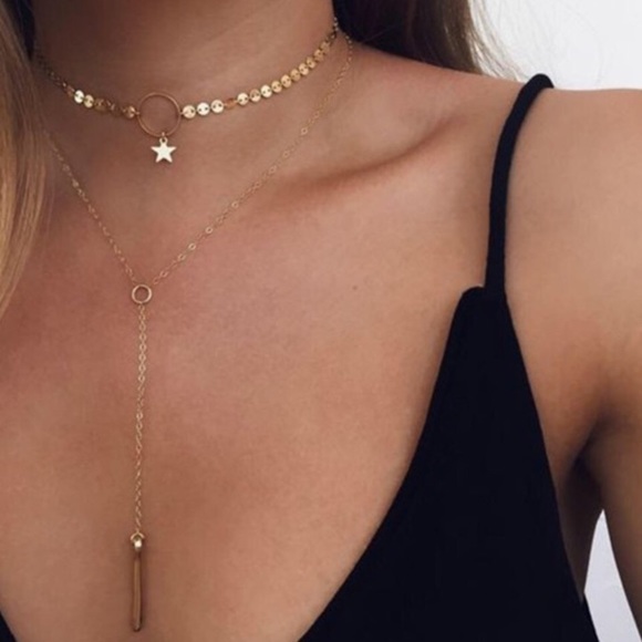 Free People Jewelry - Free People ⭐️ Gold Star 2 Layer Choker Necklace